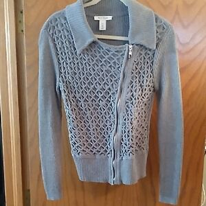 White House Black Market Gray Zip Cardigan